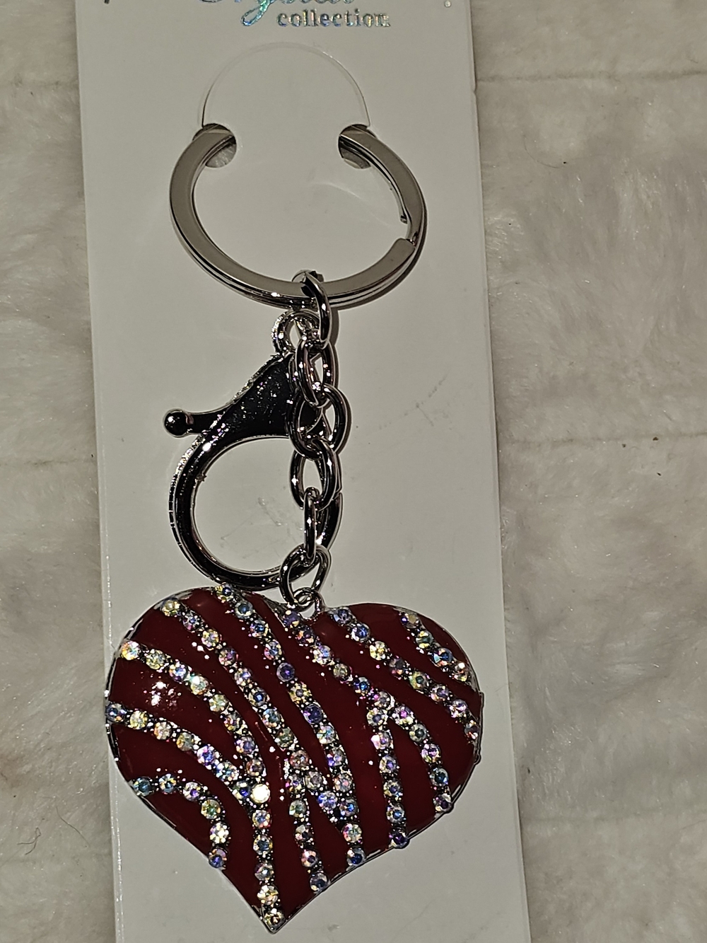 Heart Crystal Keychain - Red